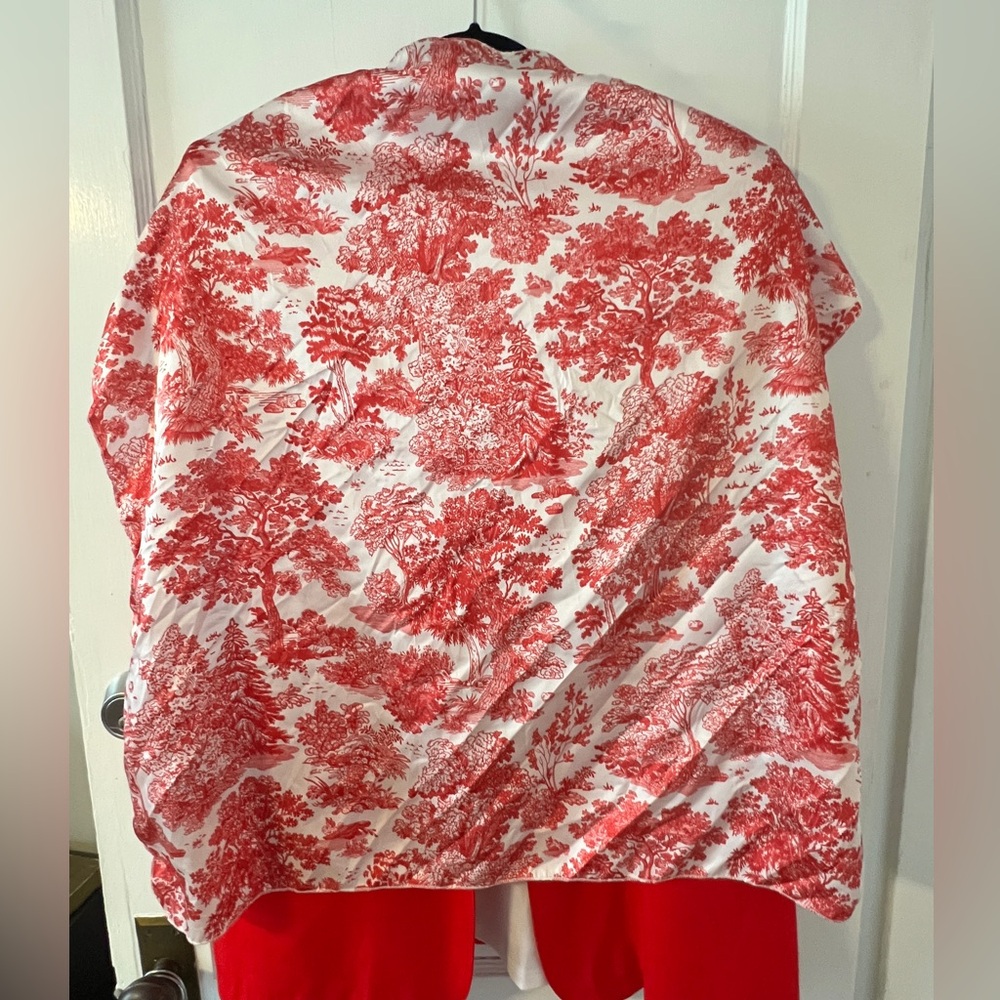 Red and White Toile Print Scarf